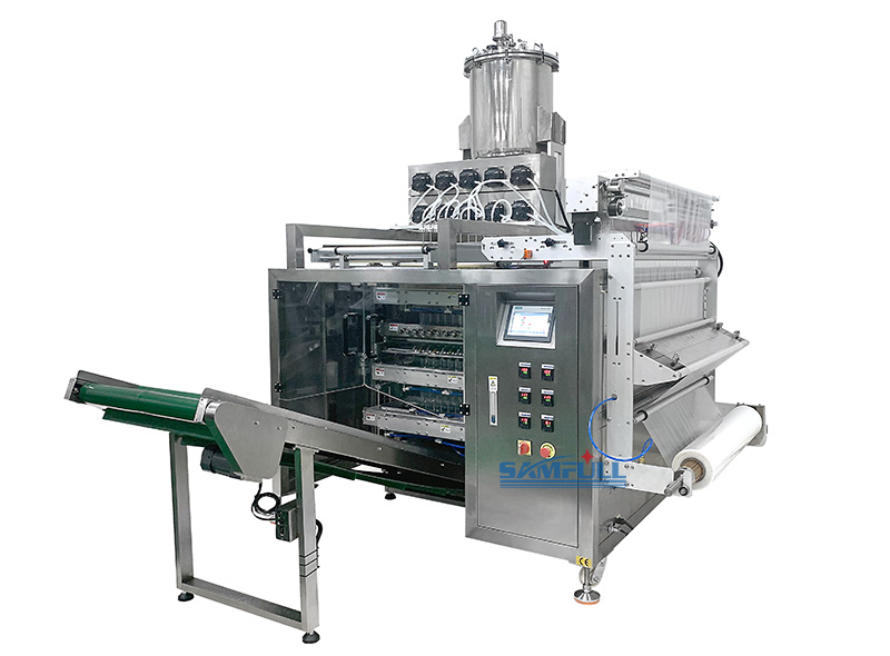 Samfull dishwashing liquid four sides sealing multilane sachet pouch filling packing machine