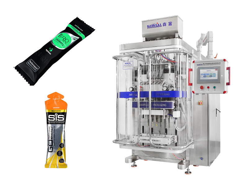 Multi-lane energy pharma gel sachet & stick pack packing machine